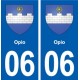 06 Opio blason ville autocollant plaque stickers
