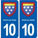10 Arcis-sur-Aube blason ville autocollant plaque stickers