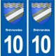 10 Bréviandes blason ville autocollant plaque stickers