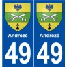 49 Andrezé blason autocollant plaque stickers ville