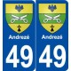 49 Andrezé blason autocollant plaque stickers ville