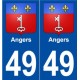 49 Angers blason autocollant plaque stickers ville