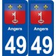 49 Angers blason autocollant plaque stickers ville