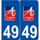 49 Angers logo autocollant plaque stickers ville