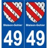 49 Blaison-Gohier escudo de armas de la etiqueta engomada de la placa de pegatinas de la ciudad