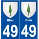 49 Blou blason autocollant plaque stickers ville