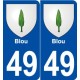 49 Blou blason autocollant plaque stickers ville