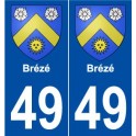 49 Brézé blason autocollant plaque stickers ville