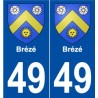 49 Brézé blason autocollant plaque stickers ville