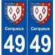 49 Cerqueux blason autocollant plaque stickers ville