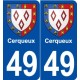 49 Cerqueux blason autocollant plaque stickers ville