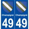 49 Champigné blason autocollant plaque stickers ville