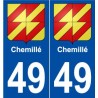 49 Chemillé blason autocollant plaque stickers ville