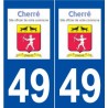 49 Cherré logo autocollant plaque stickers ville
