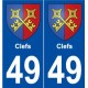 49 Clefs blason autocollant plaque stickers ville