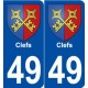 49 Clefs blason autocollant plaque stickers ville