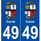 49 Corné blason autocollant plaque stickers ville