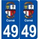 49 Corné blason autocollant plaque stickers ville