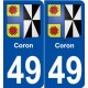 49 Coron blason autocollant plaque stickers ville
