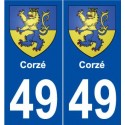 49 Corzé blason autocollant plaque stickers ville