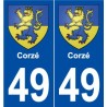49 Corzé blason autocollant plaque stickers ville