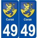 49 Corzé blason autocollant plaque stickers ville