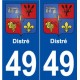 49 Distré blason autocollant plaque stickers ville