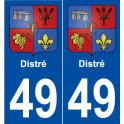 49 Distré blason autocollant plaque stickers ville