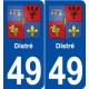 49 Distré blason autocollant plaque stickers ville