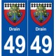 49 Drain blason autocollant plaque stickers ville