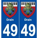 49 Drain blason autocollant plaque stickers ville
