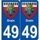 49 Drain blason autocollant plaque stickers ville