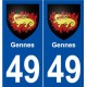 49 Gennes blason autocollant plaque stickers ville