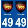 49 Gennes blason autocollant plaque stickers ville
