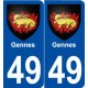 49 Gennes blason autocollant plaque stickers ville