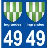 49 Ingrandes blason autocollant plaque stickers ville