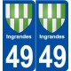 49 Ingrandes blason autocollant plaque stickers ville
