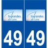49 Ingrandes logo autocollant plaque stickers ville