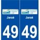 49 Jarzé logo autocollant plaque stickers ville