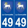 49 La Cornuaille blason autocollant plaque stickers ville