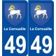 49 La Cornuaille blason autocollant plaque stickers ville