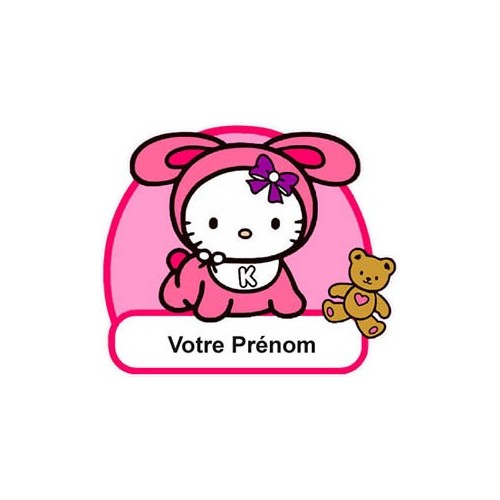 Autocollant Sticker personnalisé Hello Kitty prénom chambre logo 3
