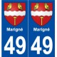 49 Marigné blason autocollant plaque stickers ville