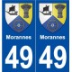 49 Morannes blason autocollant plaque stickers ville