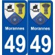 49 Morannes blason autocollant plaque stickers ville