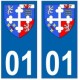 01 Ain autocollant plaque blason armoiries stickers