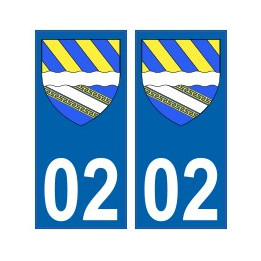 02 Aisne autocollant plaque blason armoiries stickers