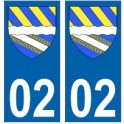 02 Aisne autocollant plaque blason armoiries stickers