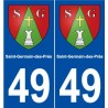49 Saint-Germain-des-Prés blason autocollant plaque stickers ville