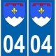 04 Alpes de Haute Provence autocollant plaque blason armoiries stickers